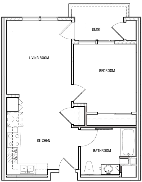Veterans Park 1 Bedroom Floor Plan